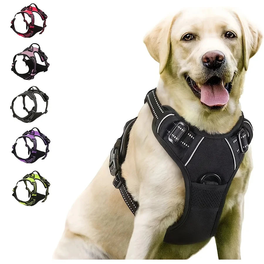 No-Pull Front-Clip Dog Harness with reflective trim